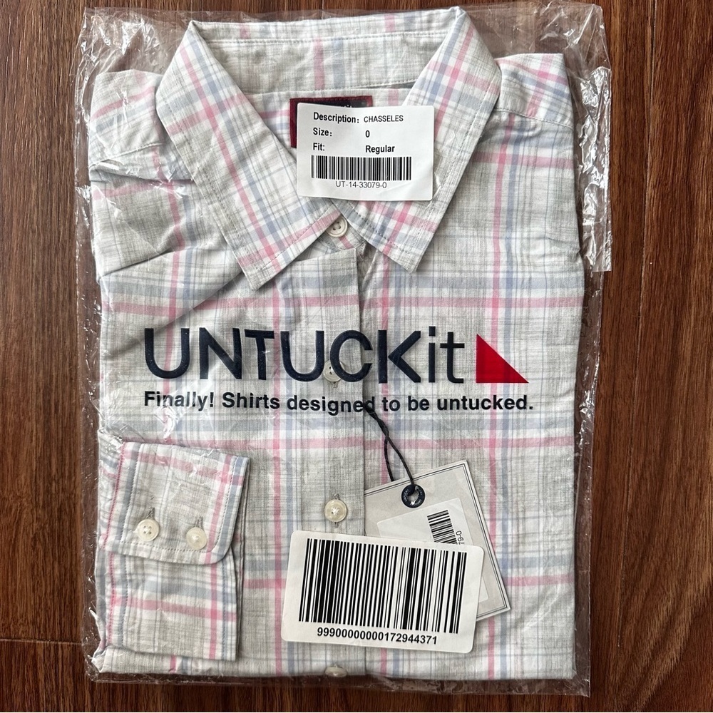 UNTUCKit Chasseles Women’s Plaid Long Sleeve Button Down Shirt Sz 0 Gray White - Picture 4 of 5